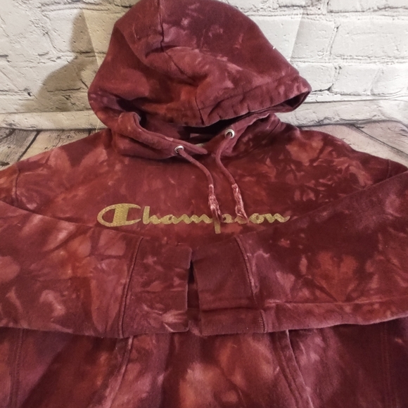 Champion Reverse Weave Tie Dye Red Sweatshirt Pullover Size Small - Picture 5 of 11
